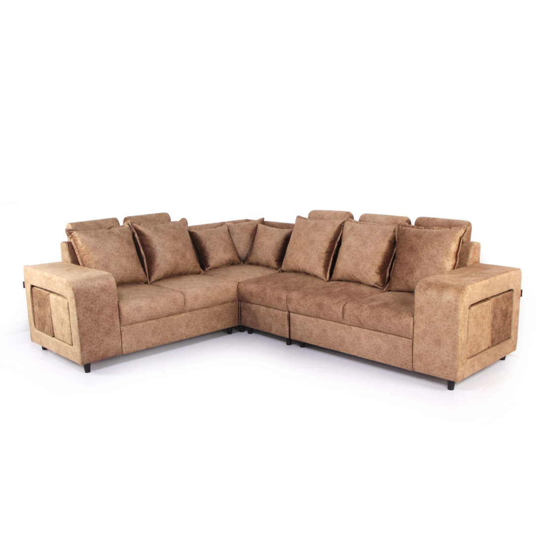 Primrose Amanda HM Fabric 5 Seater Sofa Set With Ottomans - Tan